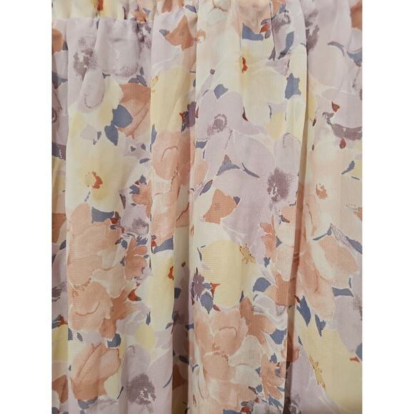 Lovesome Ruffle Floral Maxi Dress Purple Multi Size L - Picture 3 of 6